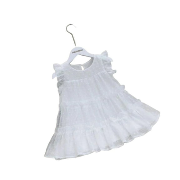XBASW Baby Gils Lace Dresses Toddler Flying Sleeve Princess Dress Summer Solid Color Tutu Sundress Ski for Gils1-5Y
