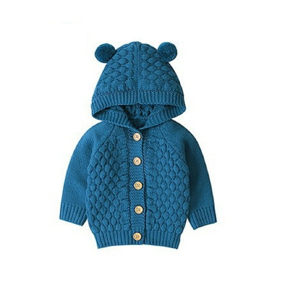 XBASW Baby Girls Boys Knit Sweaters Newborn Wool Ball Hooded Knit Tops Fall Winter Cardigan Jacket 3-12 Months