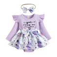 thumbnail image 1 of XBASW Baby Girls Jumpsuit + Pp Skirt +hair Band Spring Fall 3PCS Outfit Newborn Floral Pullover Romper Set for Girls 0-18M, 1 of 7