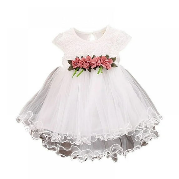 XBASW Baby Girls Mesh Sleeveless Dresses Flower Girls Sweet Dress Summer Toddler Tulle Tutu Princess Party Gown 9M-3Y