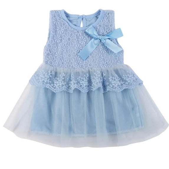 XBASW Baby Infant Girls Sleeveless Lace Princess Dress Tulle Tutu Dress Bowknot Wedding Party Gown for 0-24 Months