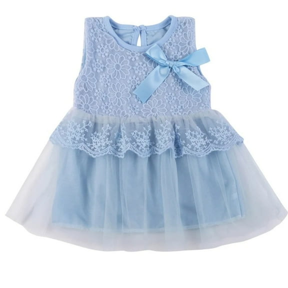 XBASW Baby Infant Girls Sleeveless Lace Princess Dress Tulle Tutu Dress Bowknot Wedding Party Gown for 0-24 Months