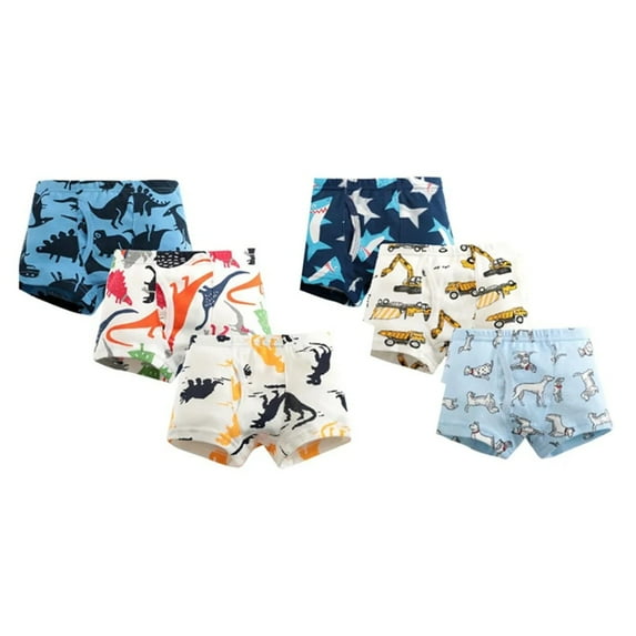 XBASW Baby Kids Boys' 100% Cotton Underwear Soft Boxer Briefs Dinosaur Print Panties 2-10T (6 Pack)