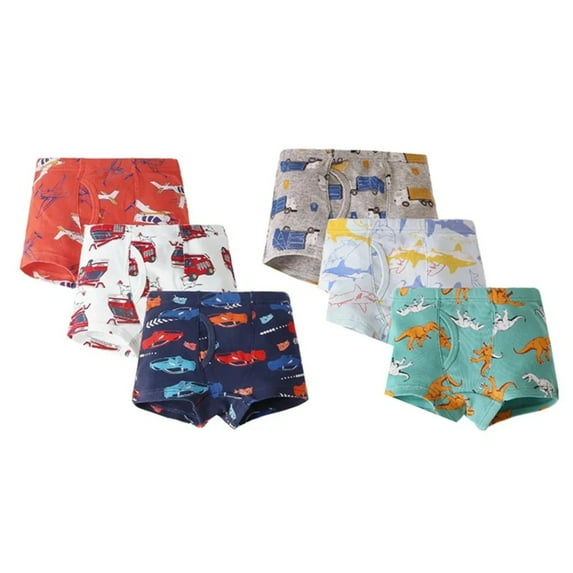 XBASW Baby Kids Boys' 100% Cotton Underwear Soft Boxer Briefs Dinosaur Print Panties 2-10T (6 Pack)