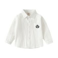 thumbnail image 1 of XBASW Baby Kids Boys Embroidery Shirt Long Sleeve Dress Shirt Button down Blouses for Spring Fall 2-8Y, 1 of 11