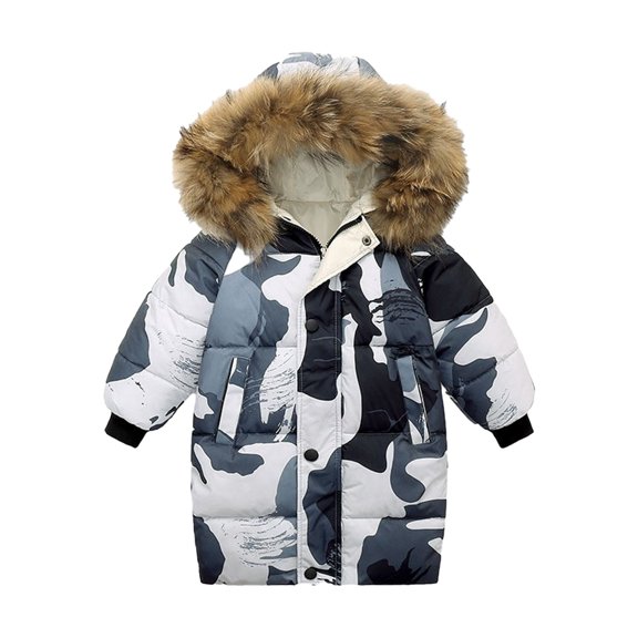 XBASW Baby Kids Boys Girls Winter Down Coats Jacket Long Sleeved Mid-Length Down Jacket Coats for 3-12T