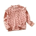 thumbnail image 1 of XBASW Baby Kids Fly Sleeve T-Shirt for Girls Fall Winter Floral Base Shirt Toddler Crewneck Tees Teen Long Sleeves Bottoming Shir for Girls 1-14T, 1 of 9