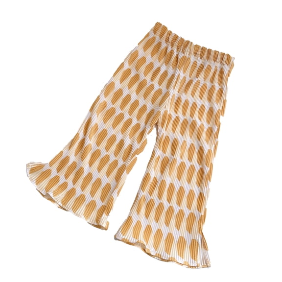 XBASW Baby Kids Girl's Print Wide Leg Pants Elastic Waist Flare Bell Bottom Pants Summer Straight Trousers 2-9 Years