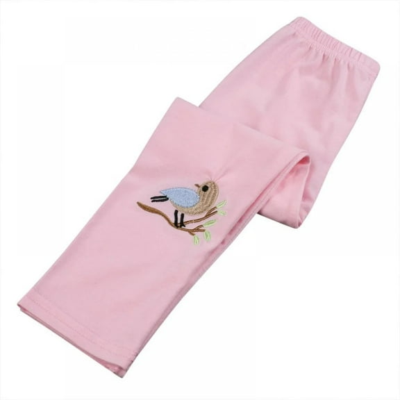 XBASW Baby Kids Girls Embroidered Leggings Cotton Strecthy Trousers for Spring Fall Toddler Bottoms Pants 1-6 Years