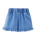 thumbnail image 1 of XBASW Baby Kids Girls Jean Shorts Summer Wide Straight Leg Denim Shorts Toddler Loose Floral Shorts with Pockets 2-12 Years, 1 of 8