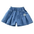 thumbnail image 1 of XBASW Baby Kids Girls Jean Shorts Summer Wide Straight Leg Denim Shorts Toddler Loose Floral Shorts with Pockets 2-12 Years, 1 of 8
