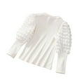 thumbnail image 1 of XBASW Baby Kids Girls Knit T-Shirt Casual Puff Long Sleeve Tee Tops Crewneck Rib Blouse for Spring Fall 2-7Y, 1 of 6