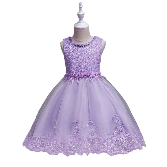 XBASW Baby Kids Girls Lace Tulle Dress Flower Girls Pageant Dresses Toddler Girls Sleeveless Puffy Prom Tulle Ball Gown 2-10T
