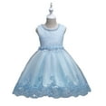 thumbnail image 1 of XBASW Baby Kids Girls Lace Tulle Dress Flower Girls Pageant Dresses Toddler Girls Sleeveless Puffy Prom Tulle Ball Gown 2-10T, 1 of 10
