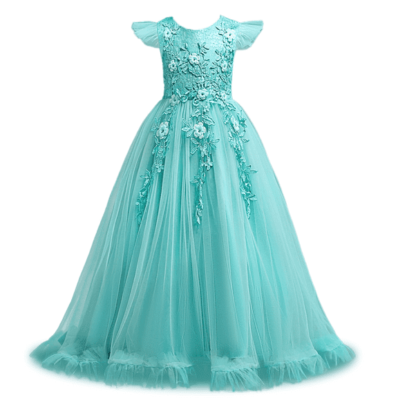XBASW Baby Kids Girls Pageant Dress Lace Embroidery Princess Dress Toddler Flower Girl Wedding Birthday Party Gown for 4-14 Years