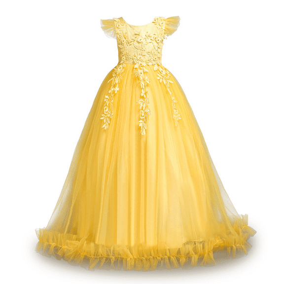 XBASW Baby Kids Girls Pageant Dress Lace Embroidery Princess Dress Toddler Flower Girl Wedding Birthday Party Gown for 4-14 Years