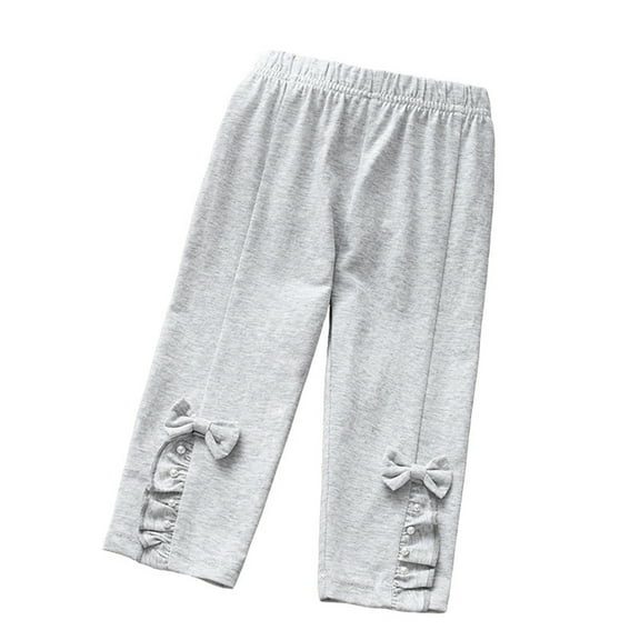 XBASW Baby Kids Girls Summer Leggings Summer Wear Pants Toddler Stretch Bowknot Capri Trousers for Girls 2-8Y