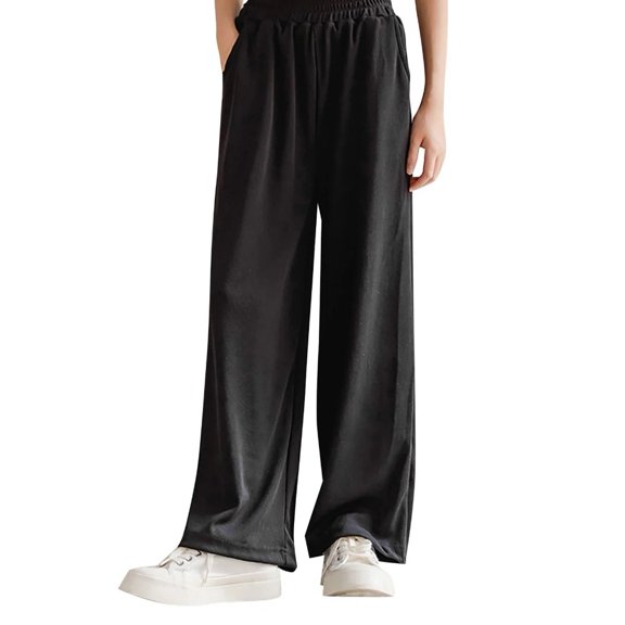 XBASW Baby Kids Girls Wide Leg Pants Ice Silk Wide Leg Palazzo Spring Summer Trousers Loose Straight Pants for 2-8 Years