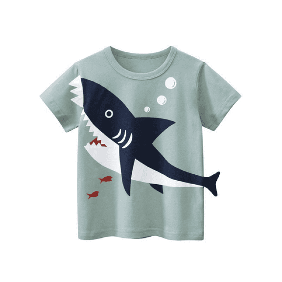 XBASW Baby Kids Summer Cotton T-Shirt for Boys Cartoon Printed Short Sleeve Tees Crewneck T Shirts Tops for 1-7 Years