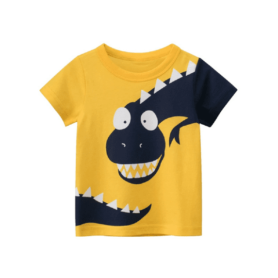 XBASW Baby Kids Summer Cotton T-Shirt for Boys Cartoon Printed Short Sleeve Tees Crewneck T Shirts Tops for 1-7 Years