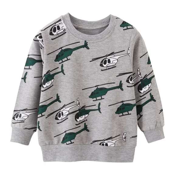 XBASW Baby Kids Sweatshirt Cartoon Print Sweater Autumn Spring Pullovers Tops 2-7T Boys Long Sleeve Jumper for Toddler