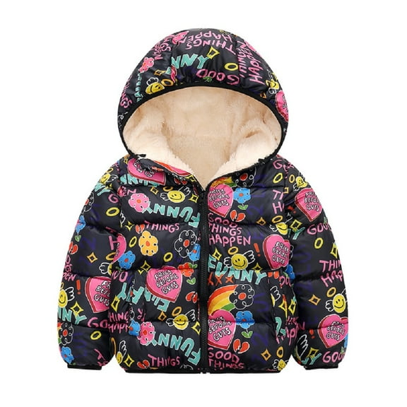 XBASW Baby Kids Winter Fleece Jacket Boys Girls Cartoon Hoodies Coat Zipper Puffer down Cotton Jacket Warm Snowsuit for 1- 7 Years