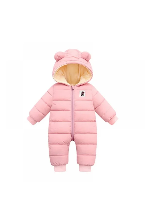 Baby Newborn Boys Girls Winter Warm Jumpsuit Jacket Ear Hooded Romper Thick down Onesies Coat 0-12M
