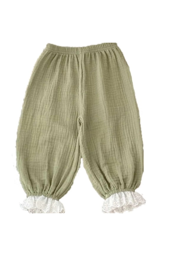 Baby Newborn Girls Harem Pants Summer Loose Trousers Lace Leg Bottoms Girls Solid Color Anti-Mosquito Pants for 0-2T