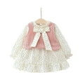 thumbnail image 1 of XBASW Baby Newborn Girls Vest Dresses Two-Piece Set Infant Spring Autumn Dot Printing Dress Clothing 9M-3Y, 1 of 7