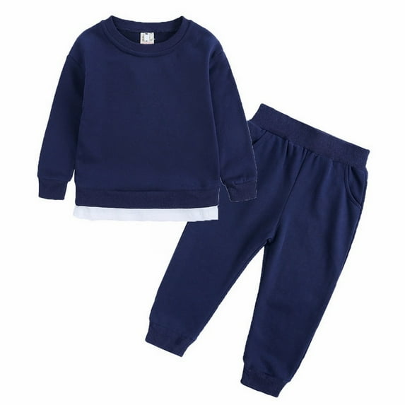 XBASW Baby Toddler Boys Girls Spring Fall Sweatshirt Sweatpants Two Piece Set Solid Color Long-Sleeved Sweater Sweatsuit Outfit for 6M -5T