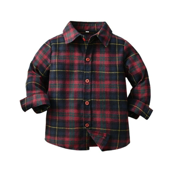 XBASW Baby Toddler Boys Plaid Shirt Long Sleeve Dress Shirt Kids Spring Fall Buttons up Blouses Tops for Boys 18M-7T