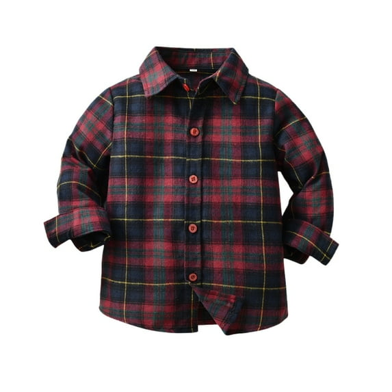XBASW Baby Toddler Boys Plaid Shirt Long Sleeve Dress Shirt Kids Spring Fall Buttons up Blouses Tops for Boys 18M-7T