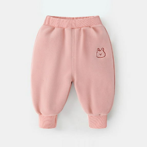 XBASW Baby Toddler Embroidered Jogger Pants Thick Sweatpants for Boys Girls Warm Fleece Trousers for Fall Winter 6M-5T