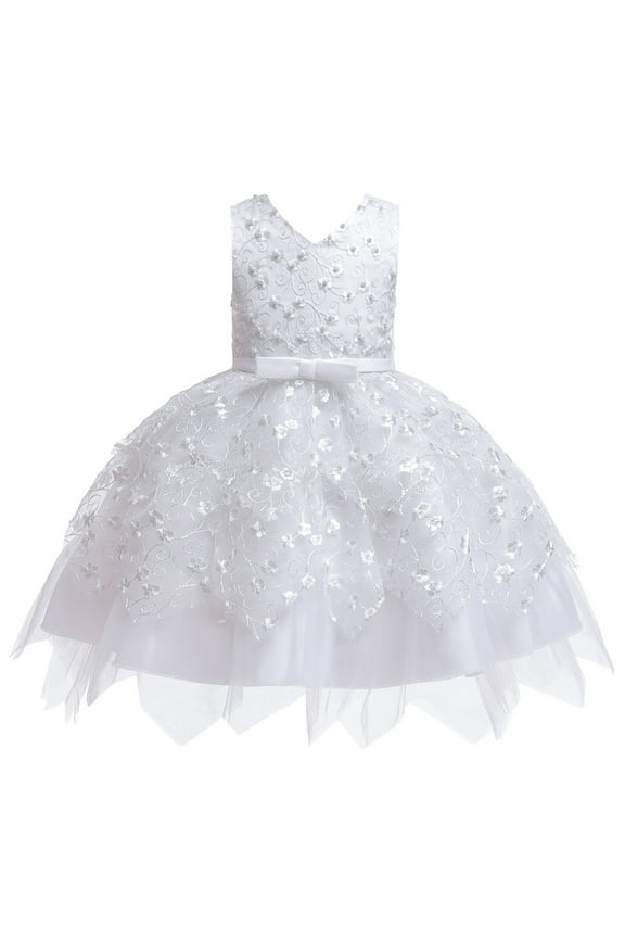 Baby Toddler Flower Girl Dress Birthday Party Wedding Gown Mesh Irregular Tutu Princess Dresses 0-5T