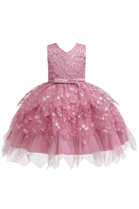 Baby Toddler Flower Girl Dress Birthday Party Wedding Gown Mesh Irregular Tutu Princess Dresses 0-5T