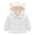 thumbnail image 1 of XBASW Baby Toddler Girls Boys Ear Hooded Jackets Winter Coat Fleece Warm Outerwear Kids Cotton Jacket for 1-8Y, 1 of 11