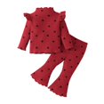 thumbnail image 1 of XBASW Baby Toddler Girls Flared Pants 2PCS Outfits Newborn Heart Print Turtleneck Top and Flare Leggings Spring Autumn Set 3M-24M, 1 of 9