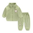 thumbnail image 1 of XBASW Baby Toddler Girls' Fleece Jogger Tracksuit 2 Piece Set Plush Zip Sweatshirt Coat and Warm Sweatpants 6 Spring Autumn Winter Sweatsuit 6M-5T, 1 of 8