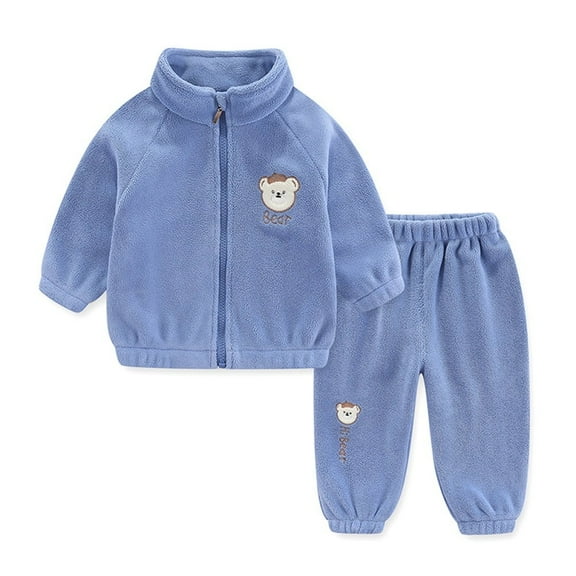 XBASW Baby Toddler Girls' Fleece Jogger Tracksuit 2 Piece Set Plush Zip Sweatshirt Coat and Warm Sweatpants 6 Spring Autumn Winter Sweatsuit 6M-5T