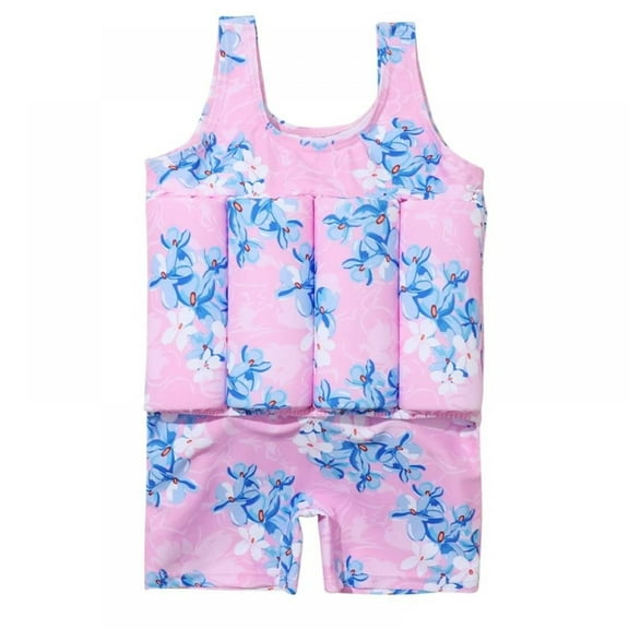 XBASW Baby Toddler Girls One-Piece Swimsuits Floating Swimsuit Kids Cartoon Zip up Beach Bathing Suit for Girls 2-6T