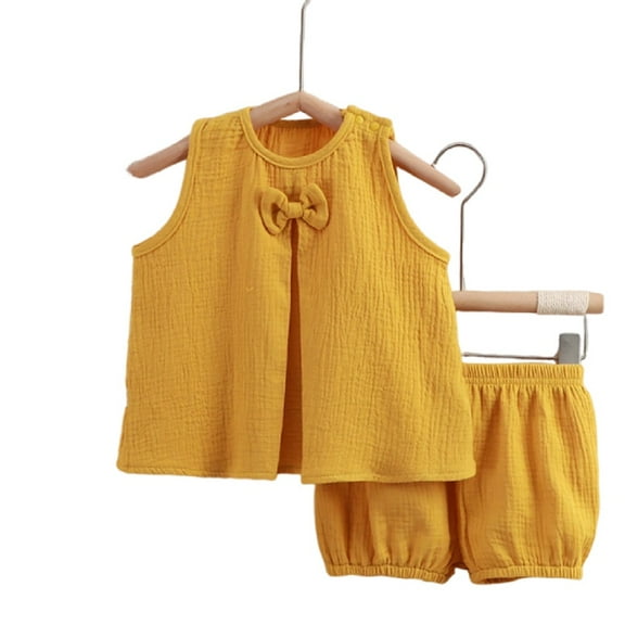 XBASW Baby Toddler Girls Shorts Outfits Infant Girls Sleeveless Bow Shirt with Bloomers Shorts Summer Cotton Set for 6M-5T