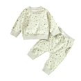 thumbnail image 1 of XBASW Baby Toddler Girls Spring Fall Sweatsuit 2PCS Set Long Sleeve Sweatshirts Tops Sweatpants Floral Printed Outfit 3M-3T, 1 of 8