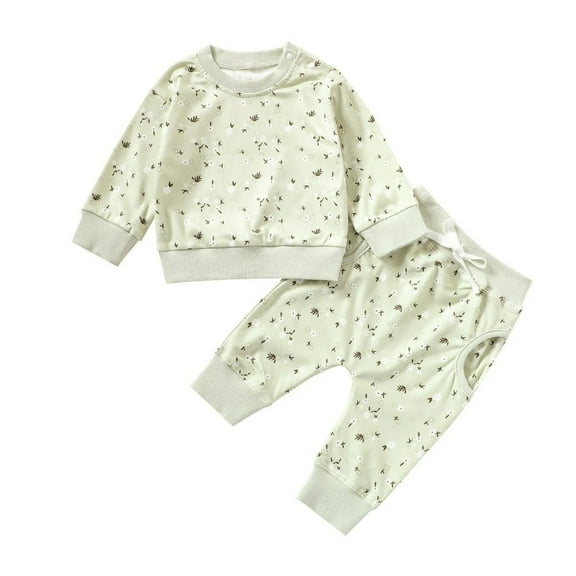 XBASW Baby Toddler Girls Spring Fall Sweatsuit 2PCS Set Long Sleeve Sweatshirts Tops Sweatpants Floral Printed Outfit 3M-3T