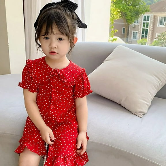 XBASW Baby Toddler Girls Summer Dress or Jumpsuit Shorts Kids Red Polk Dot Sundress Onesies Shorts for Girls 1-7T