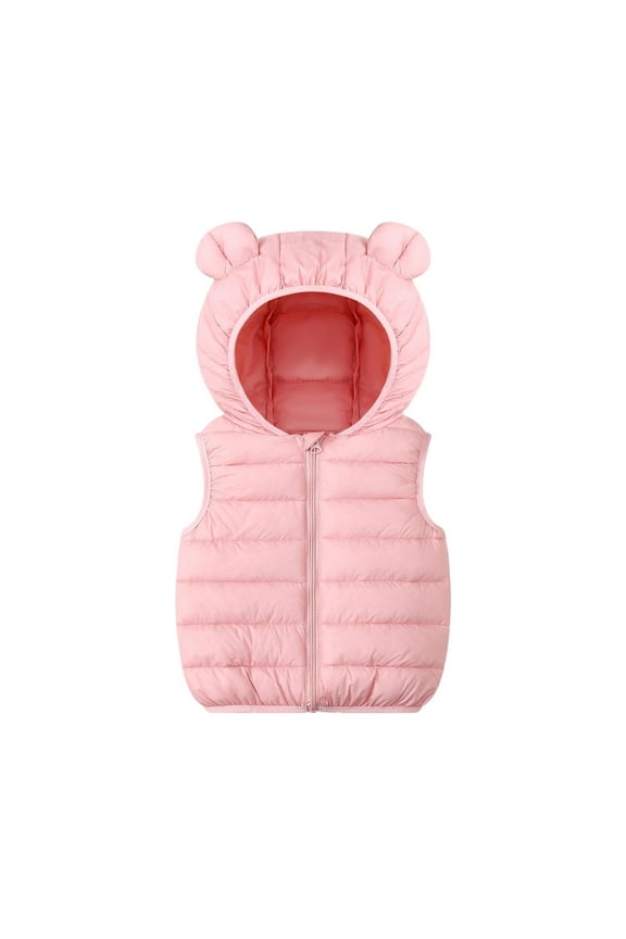 Baby Toddler Hooded Vest for Boys Girls Winter Puffer Cotton Waistcoat Zipper up Sleeveless Jacket Size 1-6Y