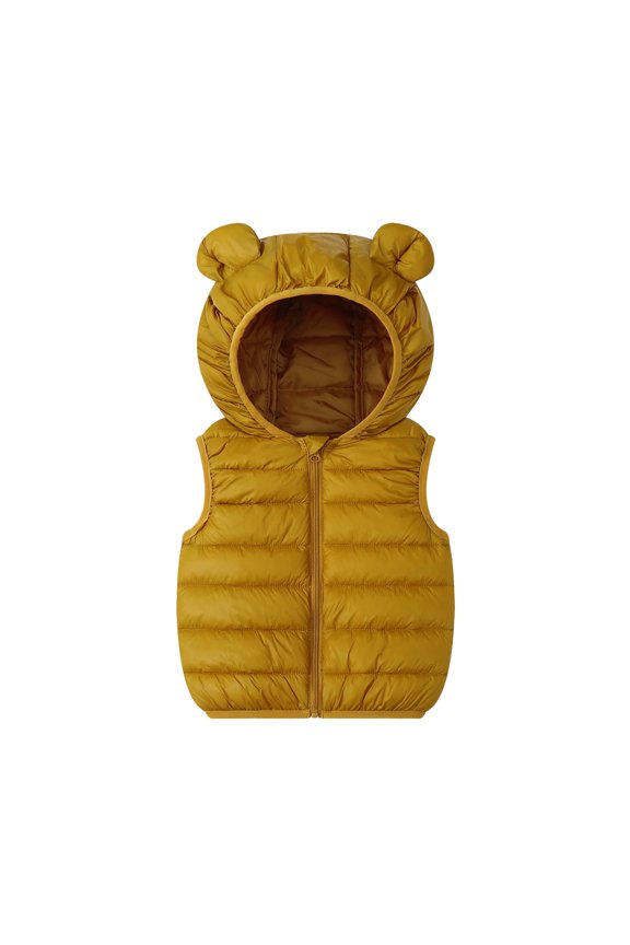 Baby Toddler Hooded Vest for Boys Girls Winter Puffer Cotton Waistcoat Zipper up Sleeveless Jacket Size 1-6Y
