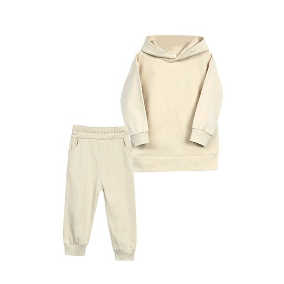 XBASW Baby Toddler Kids Girls Boys 2 Piece Tracksuit Sets Thick Hooded Sweatshirt and Jogger Sweatpants Fall Winter Sweatsuit Outfit 1-7 Years