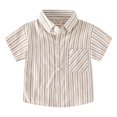 thumbnail image 1 of XBASW Baby Toddler Stripes Shirt Short Sleeve Button down Shirt Tops for Boys Cotton Summer Blouses for 1-5T, 1 of 9