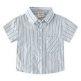 thumbnail image 1 of XBASW Baby Toddler Stripes Shirt Short Sleeve Button down Shirt Tops for Boys Cotton Summer Blouses for 1-5T, 1 of 9