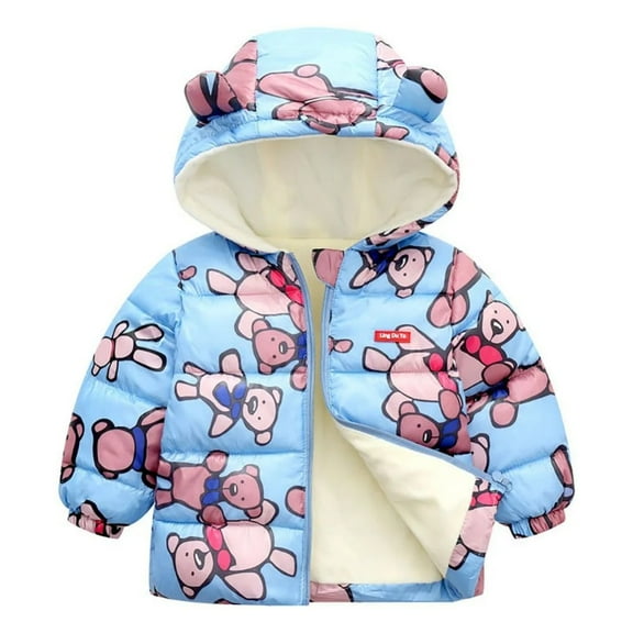 XBASW Baby Toddlers Kids Fleece Jackets Winter Warm Coat Hoodies down Cotton Jackets Printed Outerwear for Girls Boys 0-7Y